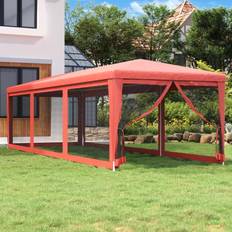 vidaXL Tenda Per Feste Con Pareti Laterali In Rete 3x9 m HDPE - Rosso