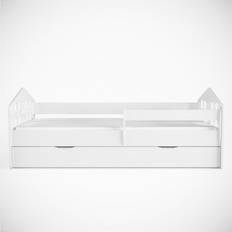 Lit Kacper Blanc Tiroir Et Matelas Inclus 140/80