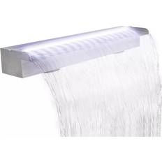 Plata Fuentes vidaXL Fuente Rectangular LED Piscina Acero Inoxidable 30 cm x 45 cm Plateado