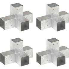 vidaXL stolpebeslag X-form 4 stk. 81x81 galvaniseret metal