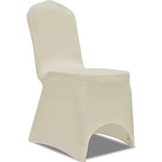 Polyester Sitzbezüge vidaXL 100 pcs Stretch Chair Sitzbezug Weiß, Beige