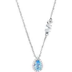 Michael Kors Pear Shaped Halo Necklace - Silver/Blue/Transparent