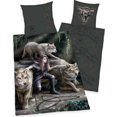 Svarta Bäddset Barnrum MCU Anne Stokes Wolf Bed Set 135x200cm