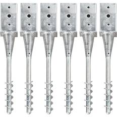 Mallas para cercas vidaXL Picas De Tierra 6 Uds Acero Galvanizado Plateado 8x8x57 cm