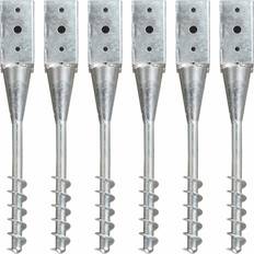 vidaXL Picas de Tierra 6 Unidades Acero Galvanizado Plateado 7 x 7 x 56 cm