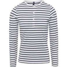 Premier Womens/Ladies Long John Roll Sleeve Tee (White/Navy)