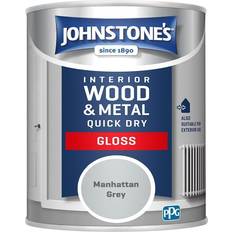 Wood and metal gloss paint grey Johnstone's Johnstones Interior Wood Metal Quick Dry Gloss Paint Metal Paint Grey 0.75L