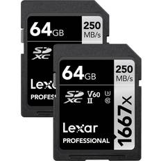 Memory Cards & USB Flash Drives LEXAR Media 64GB PRO SDHC/SDXC 1667X UHS-II 2PK (LSD64GCBNA16672)