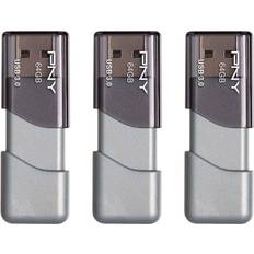 PNY USB Flash Drives PNY 64GB Turbo AttachÃ© 3 USB 3.0 Flash Drive 3-Pack