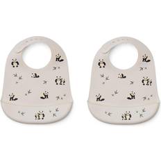 Liewood Tilda Hagesmæk i Silikone 2-pack Panda Play/Sea Shell Mix