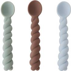 Sí Cubertería Infantil OYOY Set de 3 cucharas Mellow Dusty Blue-taupe-pale mint