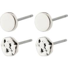 Pilgrim Leaf 2-in-1 Earrings Set - Silver