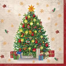 Natural Cloth Napkins Festive Tree Cloth Napkin Natural (33x33cm)