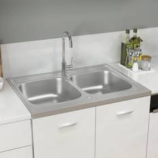 1.5 Kitchen Sinks vidaXL Kitchen Sink with Double