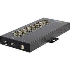 StarTech 8 Port Serial Hub USB to RS232/RS485/RS422 Adapter, Industrial USB 2.0 to DB9 Serial Converter Hub, IP30 Rated, Din Rail Mountable