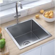 vidaXL Kitchen Sink Stainless Steel 15.7 x 15.7 x 7.9 in