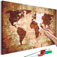 Brugskunst Artgeist DIY Verdenskort Earth Colours maleri Billede