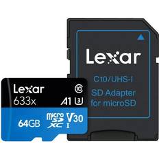 LEXAR High Performance microSDXC Class 10 UHS-I U3 V30 A1 100/45MB/s 64GB +SD Adapter (633x)