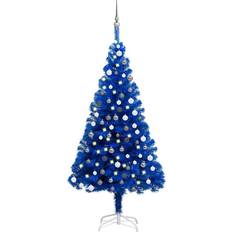 Objets décoratifs vidaXL Arbre Artificiel Pré-éclairé et Boules Bleu 150 cm PVC 3077680 Sapin de Noël