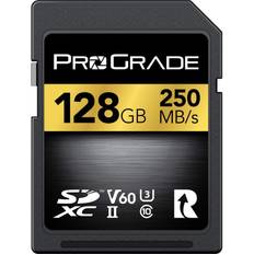 ProGrade Digital SD UHS-II V60-kort på 128 GB – skrivhastighet på upp till 130 MB/s, läshastighet på 250 MB/s, för professionella vloggare, filmskapare, fotografer & innehållsskapare, av Prograde Digital