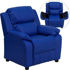 Kid's Room Flash Furniture Charlie Deluxe Padded Contemporary Blue Vinyl Recliner with Storage