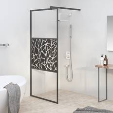 Docce vidaXL Parete Doccia Walk in 80 x 195 cm Vetro ESG con Design Pietre Nero Cod MXL 42809