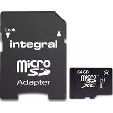 Memory Cards & USB Flash Drives Integral UltimaPro 64GB microSDHC Flash Memory Card Class 10 UHS-I U1 (90 MB/s) SD Adapter