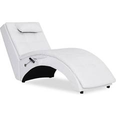 vidaXL Chaise longue de massage avec oreiller Blanc Similicuir Blanc