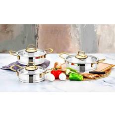 Gold Set Evimsaray Luna Series 6-piece Saute Set mit Klappe