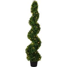 Vickerman 4' Artificial Potted Boxwood Spiral Tree Christmas Tree