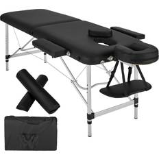 tectake Massagebriks med 2 zoner, polstring, massageruller og aluminiumsstel sort