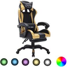 Gamingstol med RGB LED-lampor guld och svart konstläder