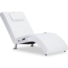 vidaXL Chaise longue de massage avec oreiller Blanc Similicuir White