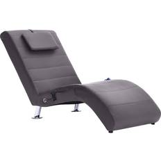 vidaXL Chaise longue de massage avec oreiller gris similicuir Gris