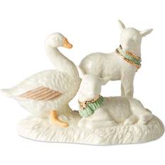 White Figurines Lenox First Blessing Lambs And Goose Figurine Ivory Figurine