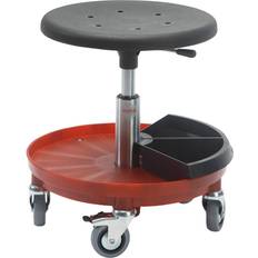 500mm Global Assembly stool with tray, gas lift height adjustment 370 500 mm, red