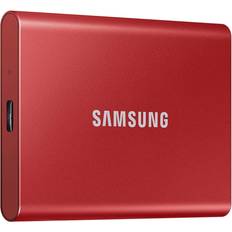 Samsung t7 red Samsung T7 500GB External USB 3.2 Gen 2 Portable SSD with Hardware Encryption Metallic Red