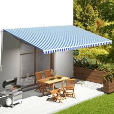 Aluminium Raamluifels vidaXL Vervangingsdoek voor Luifel 6x3.5 m Blauw en Wit