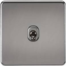 Black Wall Switches Knightsbridge Screwless 10AX 1G Intermediate Toggle Switch Black Nickel