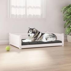 Husdjur vidaXL Hundbädd vit 105,5x75,5x28 massiv furu