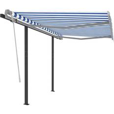 vidaXL Tenda Da Sole Retrattile Automatica Pali 3.5x2.5 m Blu 350x250cm