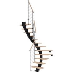 Trapper Dolle Frankfurt Halvsving Sort-STYLE 6-Hvidolieret Eg-75-11 Lodret Højde Op Til 258 cm