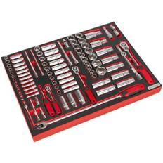 DIY Accessories Sealey TBTP02 Tool Tray with Socket Set 91pc 1/4" 3/8" & 1/2"Sq Drive