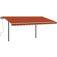 Giardino e Ambiente Esterno vidaXL Tenda Retrattile Automatica Con Pali 4.5x3 M Arancio E Marrone - Multicolore