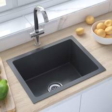 1 - Black Kitchen Sinks vidaXL Handmade Kitchen Sink Black