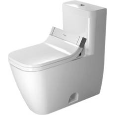 Duravit Water Toilets Duravit Happy D.2 28" Dual Flush One-Piece Floor Mounted Elongated Toilet in White Finish In White Alpin, WonderGliss Surface Finish: Without WonderGliss, 2121510001