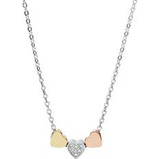 Fossil Jewelry Fossil Sutton Heart Tri-Tone Necklace - Silver/Gold