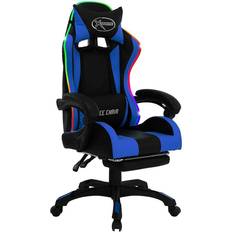 vidaXL gamingstol m. LED-lys RGB-farver kunstlæder blå og sort