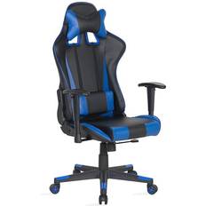 In Living Chaise de Bureau Fauteuil Design Joueur Très Confortable Revêtue en Cuir pu Noir et Bleu Moderne Réglable et Inclinable Beliani