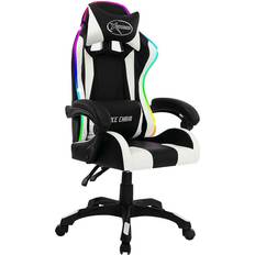 Be Basic vidaXL Gaming-Stuhl mit RGB LED-Leuchten Weiß und Schwarz Kunstleder